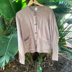 Linen mandarin collar jacket with pockets